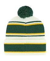 Youth Boys and Girls '47 Brand White, Green Oakland Athletics Stripling Cuffed Knit Hat with Pom