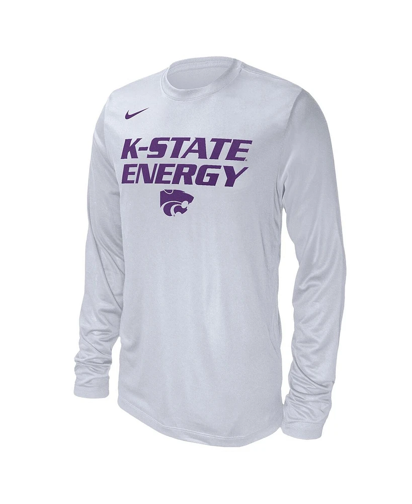 Men's and Women's Nike White Kansas State Wildcats 2024 On-Court Bench Long Sleeve T-shirt