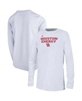 Big Boys Jordan White Houston Cougars 2024 On-Court Bench Energy T-shirt