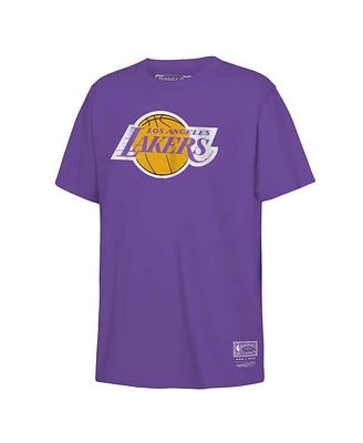 Big Boys Mitchell & Ness Purple Los Angeles Lakers Hardwood Classics Retro Logo T-shirt