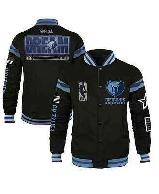 Men's and Women's Fisll x Black History Collection Black Memphis Grizzlies Full-Snap Varsity Jacket