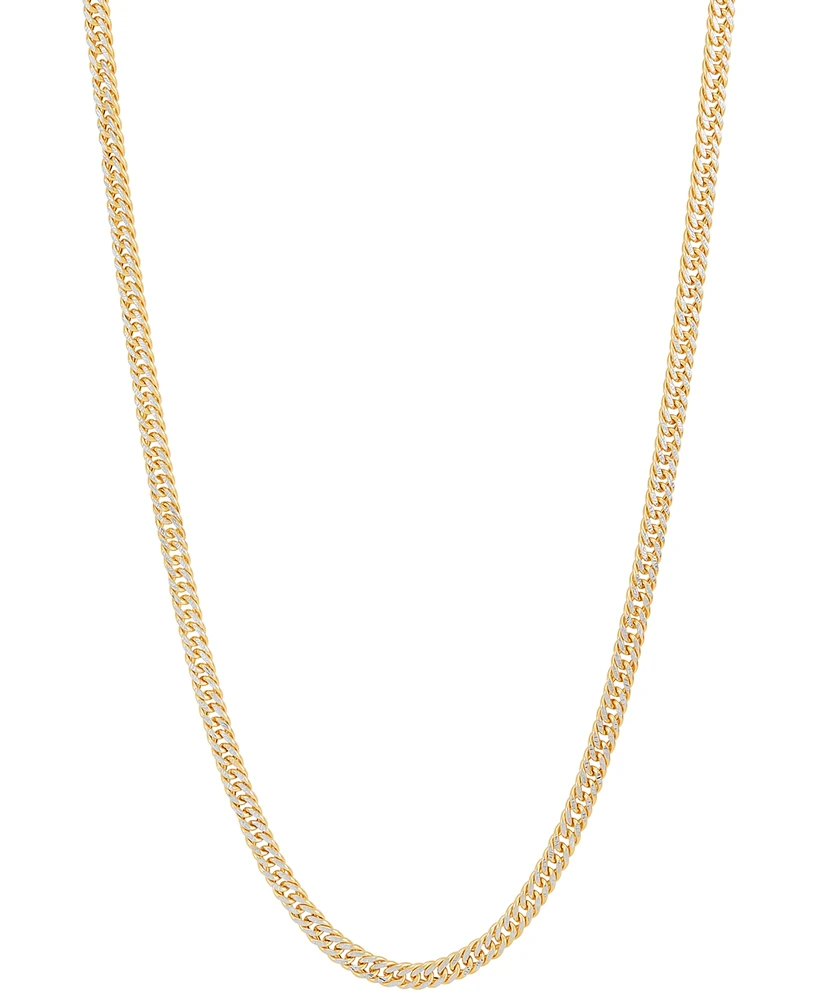 Italian Gold Polished Two-Tone Double Curb Link 18" Chain Necklace (3-1/5mm) in 10k Gold