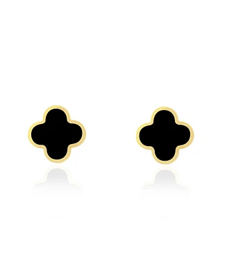 The Lovery Large Onyx Clover Stud Earrings 14K Gold