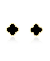 The Lovery Large Onyx Clover Stud Earrings