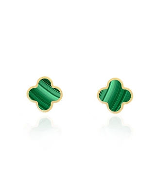 The Lovery Small Malachite Clover Stud Earrings