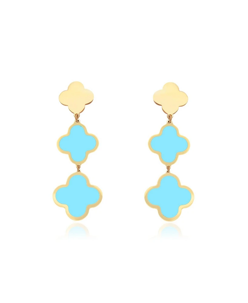 The Lovery Turquoise Graduating Clover Dangle Earrings