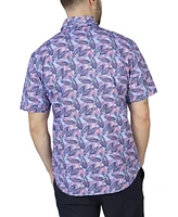 Tailorbyrd Men's Tropical Leaves Knit Short Sleeve Shirt