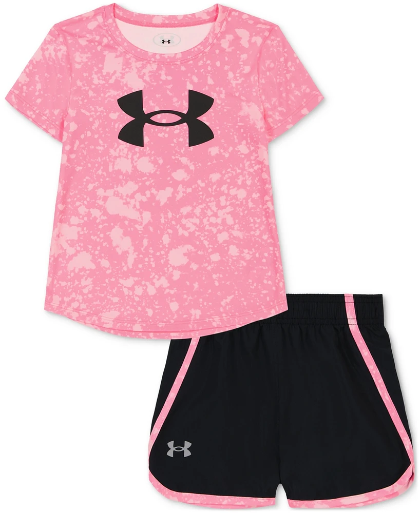 Under Armour Toddler & Little Girls Printed Logo T-Shirt Shorts, 2 Piece Set