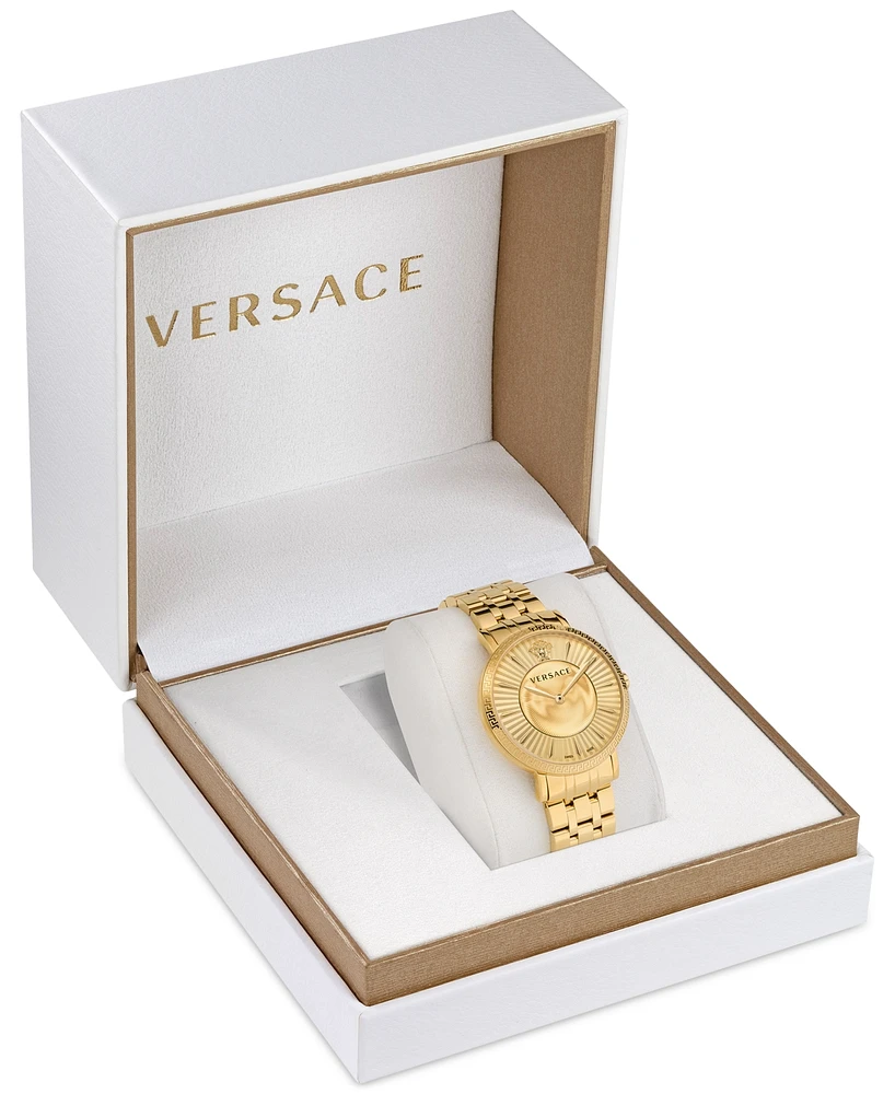 Versace Women's Swiss Gold Ion Plated Stainless Steel Bracelet Watch 38mm