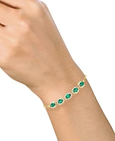 Lab-Grown Emerald (2-1/2 ct. t.w.) & Lab-Grown White Sapphire (3/4 ct. t.w.) Five Stone Halo Bolo Bracelet in 14k Gold-Plated Sterling Silver