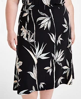 Kasper Plus Printed Flared Midi Skirt