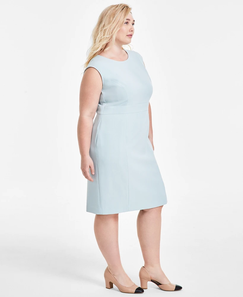 Kasper Plus Cap-Sleeve Sheath Dress