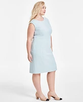 Kasper Plus Cap-Sleeve Sheath Dress