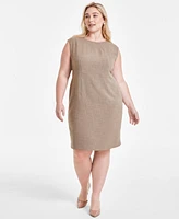 Kasper Plus Cap-Sleeve Shell Dress