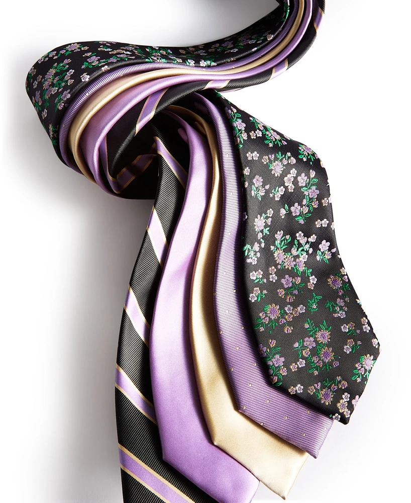 Tayion Collection Men's Purple & Gold Floral Tie