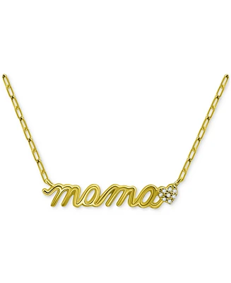 Giani Bernini Cubic Zirconia Mama Heart Pendant Necklace, 16" + 2" extender, Created for Macy's