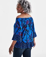 Style & Co Plus Printed 3/4-Sleeve Top, Created for Macy's