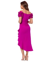 Xscape Women's Off-The-Shoulder Scuba Crepe Midi Dress