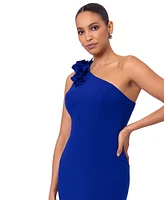 Xscape Women's Embellished One-Shoulder Scuba Gown