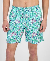 Club Room Men's Libra Quick-Dry Floral 7" Swim Trunks, Created for Macy's