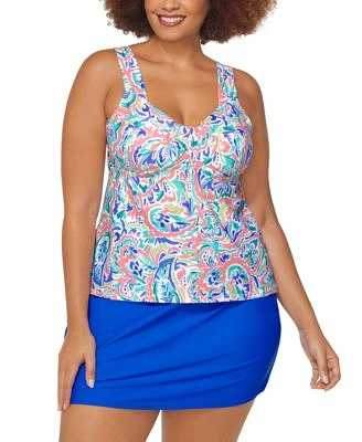 Raisins Curve Trendy Plus Size Rimini V Neck Tankini Top Swim Skirt