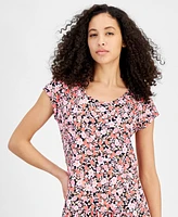 Tommy Hilfiger Women's Floral Print Short-Sleeve Tiered Midi Dress