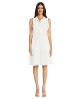 Maggy London Women's Tie-Waist Pintuck Shirtdress