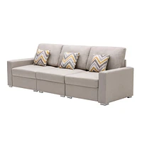 Simplie Fun Nolan Linen Fabric Sofa With Pillows And Interchangeable Legs