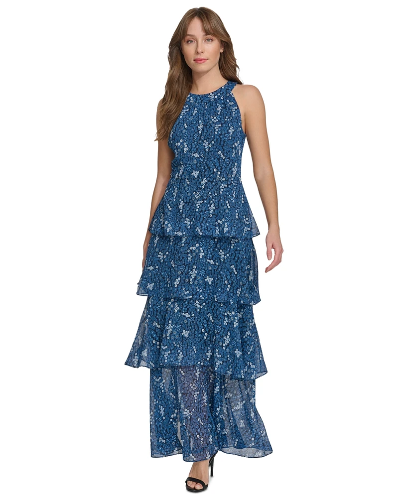 Tommy Hilfiger Women's Floral-Print Tiered Maxi Dress