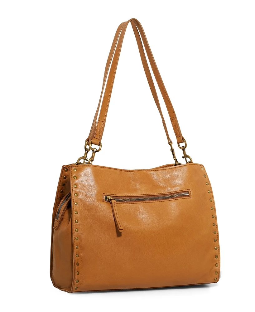 American Leather Co. Lenox Studded Triple Entry Satchel