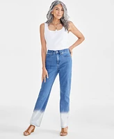 Style & Co Women's Dip-Dyed High-Rise Natural Straight Jeans, Created for Macy's