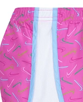 Nike Little Girls Dri-fit Swoosh Logo Short Sleeve Tee and Printed Shorts Set