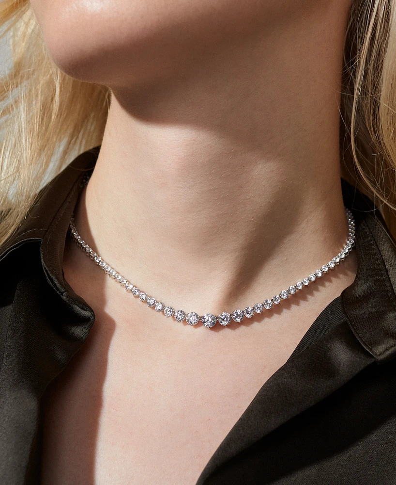 Eliot Danori Rhodium-Plated Graduated Cubic Zirconia 16" Tennis Necklace, Created for Macy's