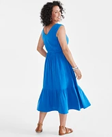 Style & Co Women's Cotton Gauze V-Neck Midi Dress, Created for Macy's