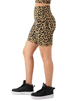 Champion Women's Soft Touch Leopard-Print Bike Shorts