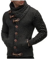 Leif Nelson Men's Knitted Turtleneck Winter Cardigan Sweaters for Men