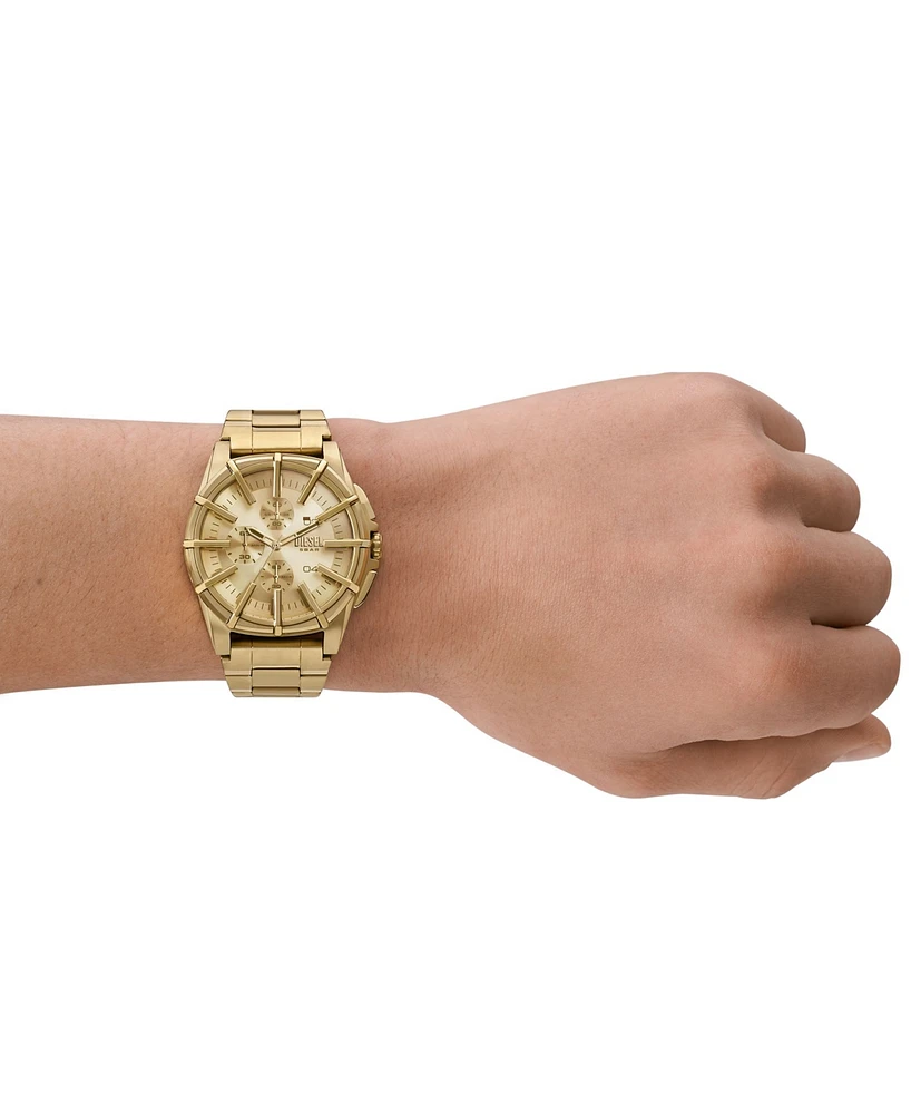 Diesel Men's Framed Chronograph Gold-Tone Stainless Steel Watch 44mm