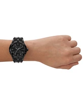 Diesel Men's Vert Three Hand Date Black Leather Watch 44mm