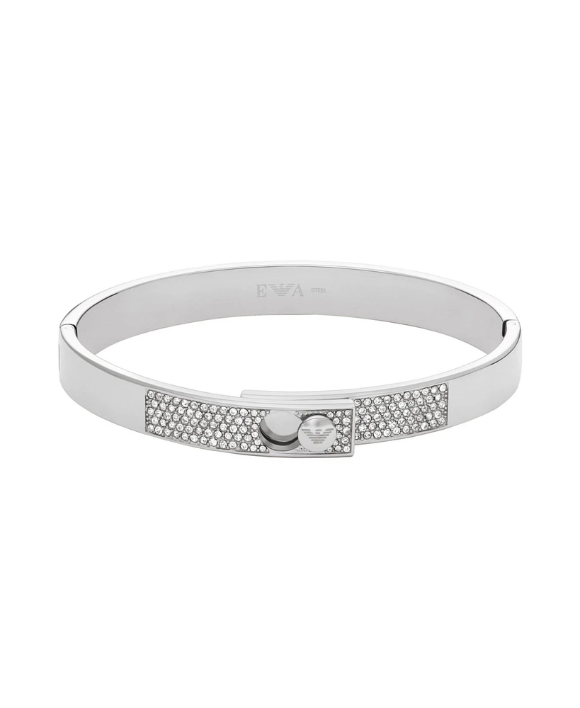 Emporio Armani Women's Stainless Steel with Crystals Setted Bangle Bracelet, EGS3088040