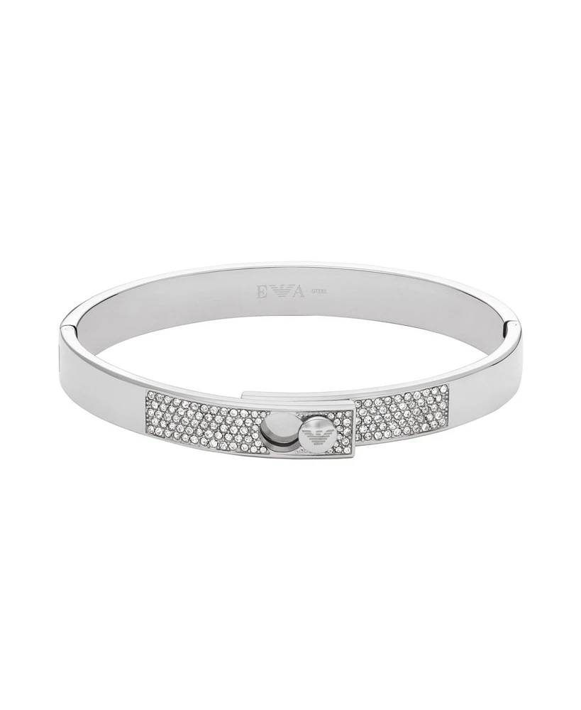 Emporio Armani Women's Stainless Steel with Crystals Setted Bangle Bracelet