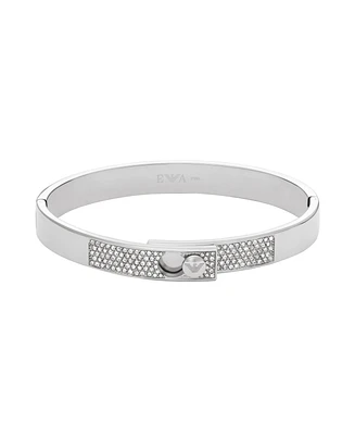 Emporio Armani Women's Stainless Steel with Crystals Setted Bangle Bracelet, EGS3088040