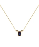 LuvMyJewelry Emerald Cut Alexandrite Gemstone, Natural Diamond 14K Yellow Gold Birthstone Necklace