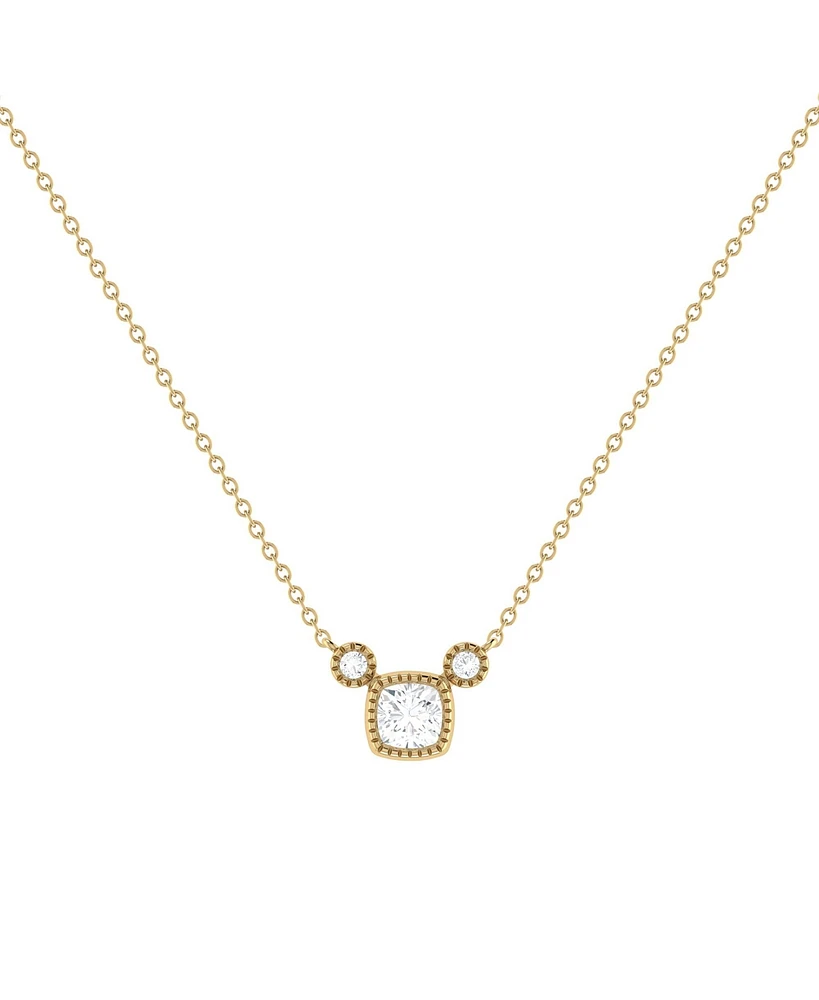 LuvMyJewelry Cushion Cut Natural Diamond 14K Gold Birthstone Necklace