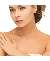 LuvMyJewelry Emerald Cut Amethyst Gemstone, Natural Diamond 14K White Gold Birthstone Necklace