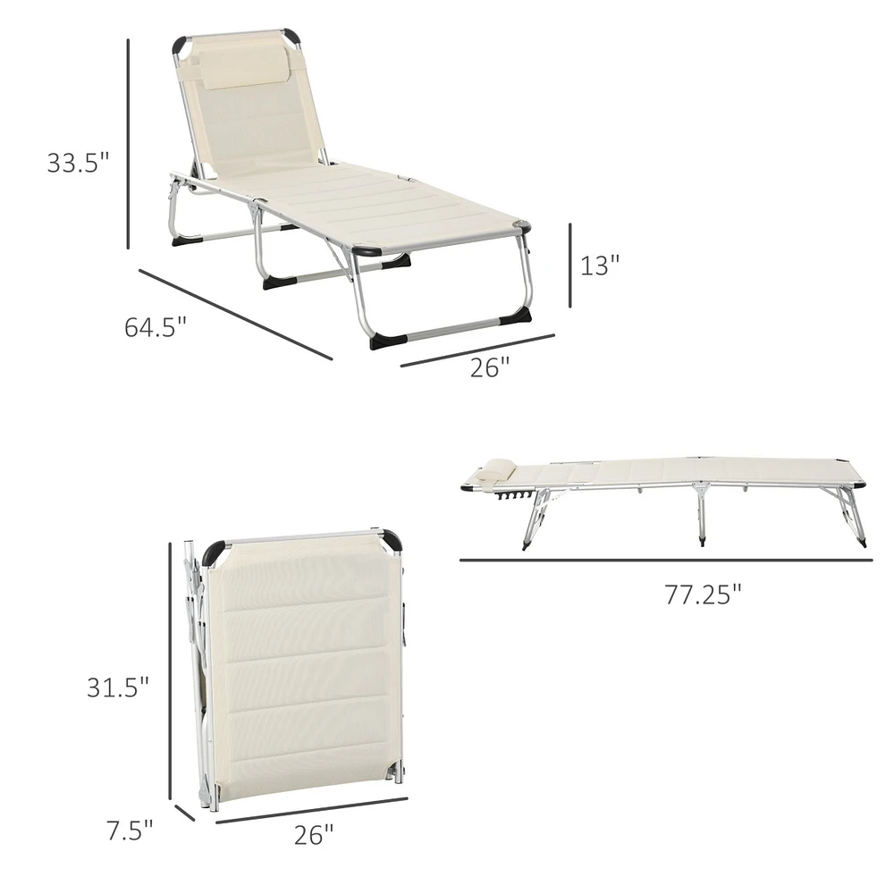 Simplie Fun Outdoor Chaise Lounge Chair with 5 Reclining Levels