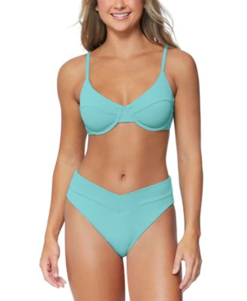 Raisins Juniors Vibras Scoop Neck Sculpted Bikini Top Selina High Waisted V Shape Bottoms