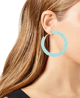 Guess Large Crushed Stone Hoop Earrings, 2.12"