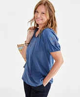 Style & Co Women's Embroidery Vacay Top, Created for Macy's