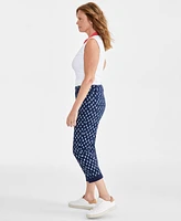 Style & Co Women's Printed Mid-Rise Curvy Roll Cuff Capri Jeans, Created for Macy's