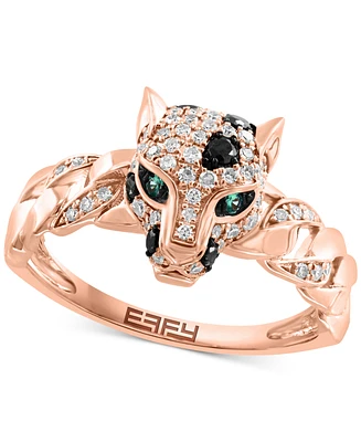 Effy Diamond & Emerald Accent Panther Ring (1/3 ct. t.w.) in 14k Rose Gold